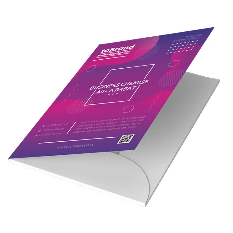 Chemises glacées A4+ avec poche 300g